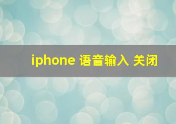 iphone 语音输入 关闭